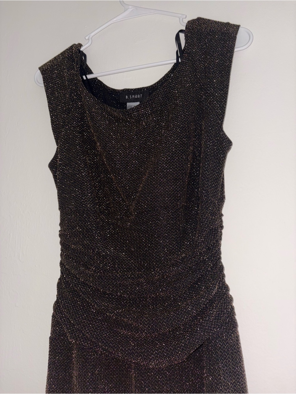 B. Smart Black with Gold Sparkle Midi Dress